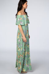 Sage Floral Off Shoulder Maxi Dress