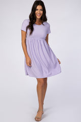 Lavender Swiss Dot Short Sleeve Dress