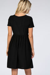 Black Swiss Dot Short Sleeve Dress