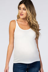 White Fitted Scoop Neck Maternity Tank Top