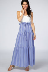 Blue Striped Tiered Maxi Dress
