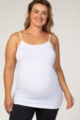 White Solid Maternity Plus Cami
