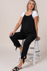 Black Tie Detail Relaxed Maternity Jumpsuit