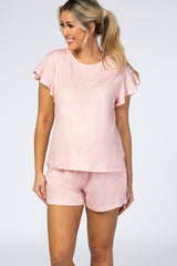 Light Pink Ruffle Maternity Pajama Set