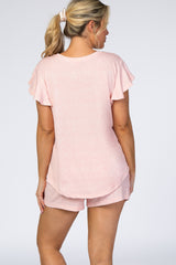 Light Pink Ruffle Maternity Pajama Set