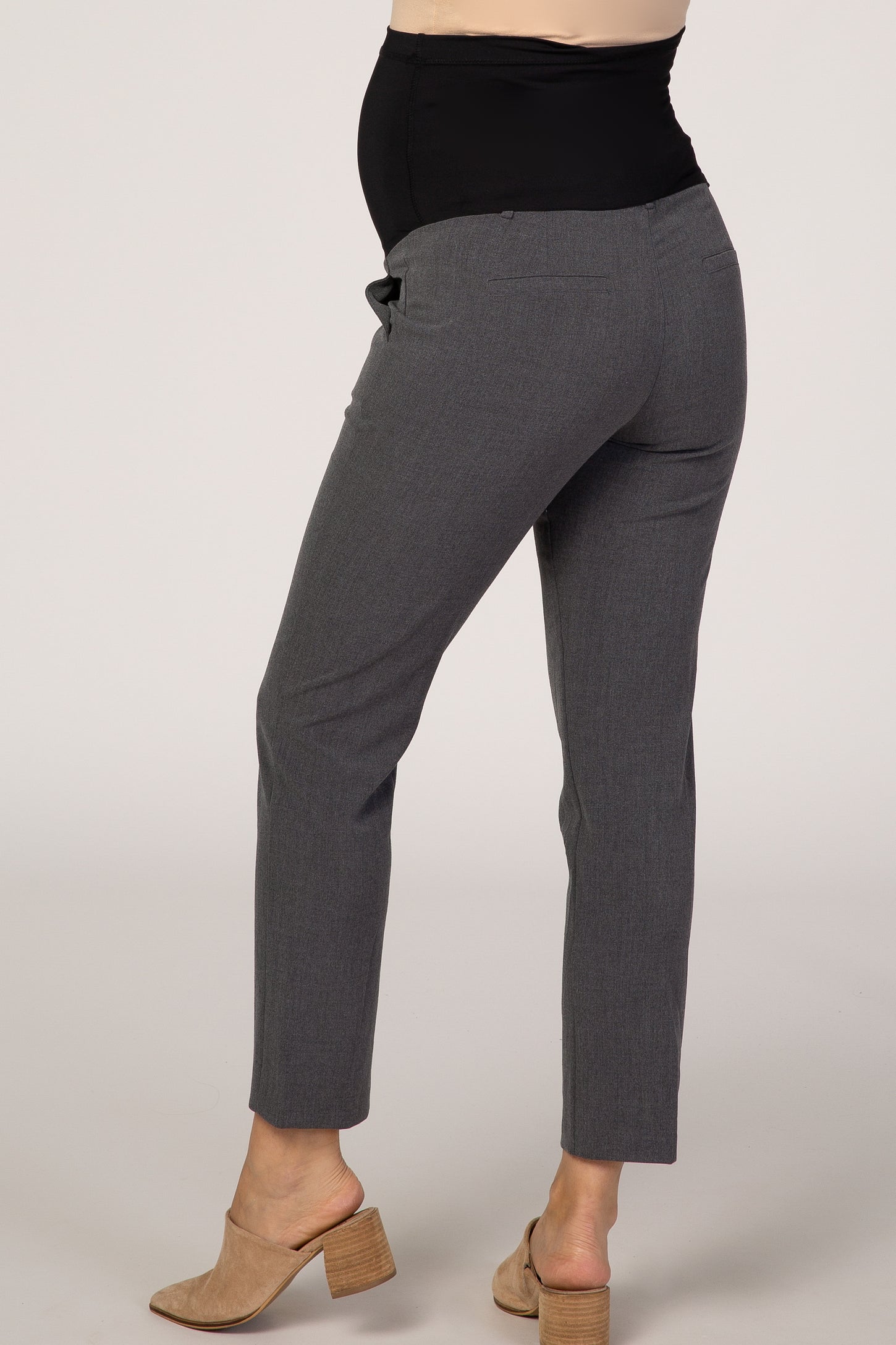 grey maternity dress pants MaterniWear Maternity Summer Elegant Plain Grey Wide Leg Work Pants,Adjustable Elastic Waistband Pregnancy Suit Trousers,Loose Fit Casual Commute Old Money Style