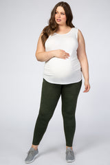 Olive Marled Maternity Plus Leggings