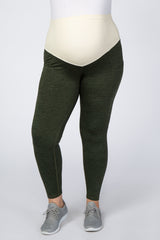 Olive Marled Maternity Plus Leggings