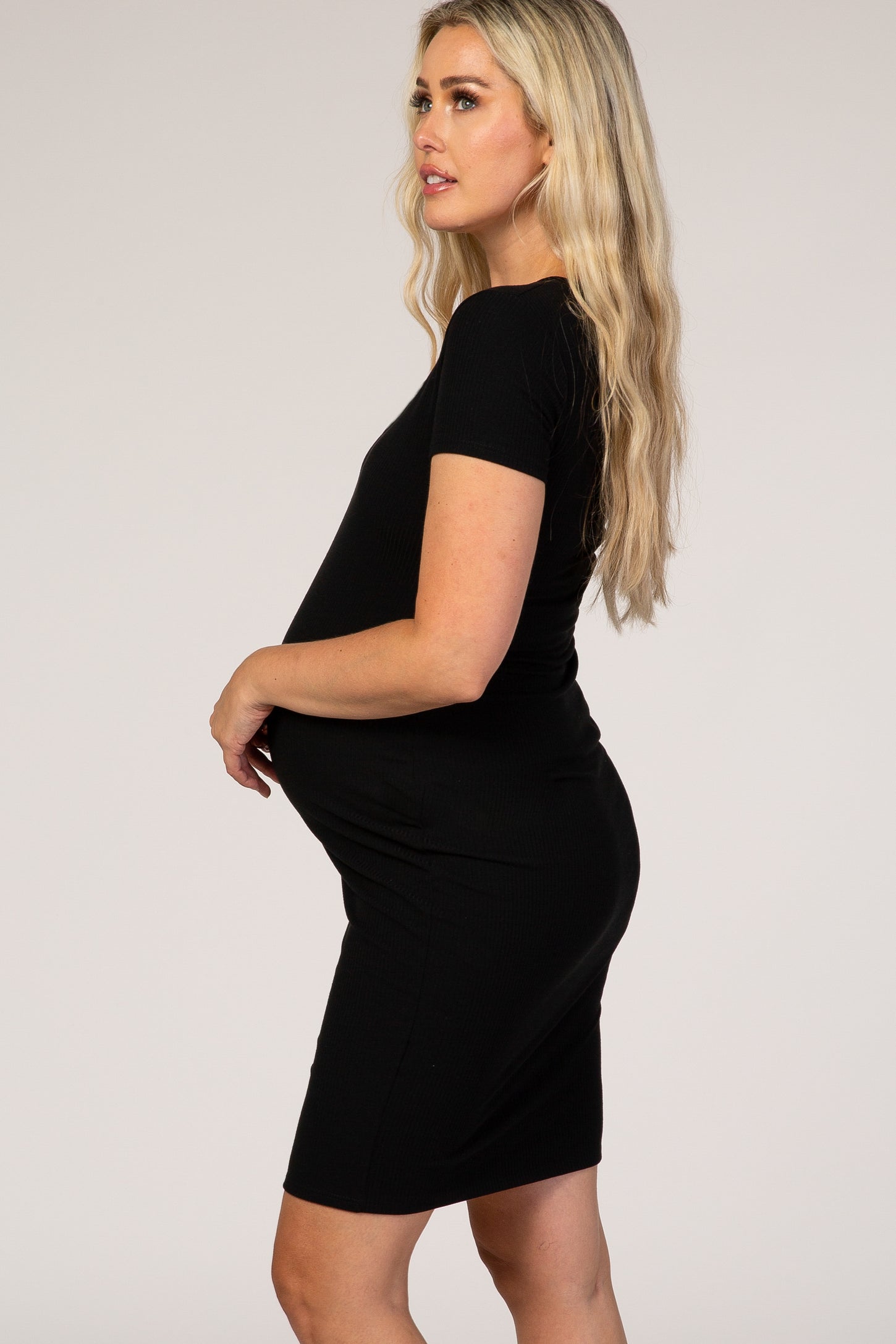 black ribbed maternity dress Ripe Maternity Women's Sloane Knit Dress - Black