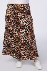 Brown Cheetah Print Maxi Skirt