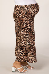 Brown Cheetah Print Maternity Maxi Skirt