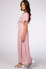 Pink Floral Embroidered Maxi Dress