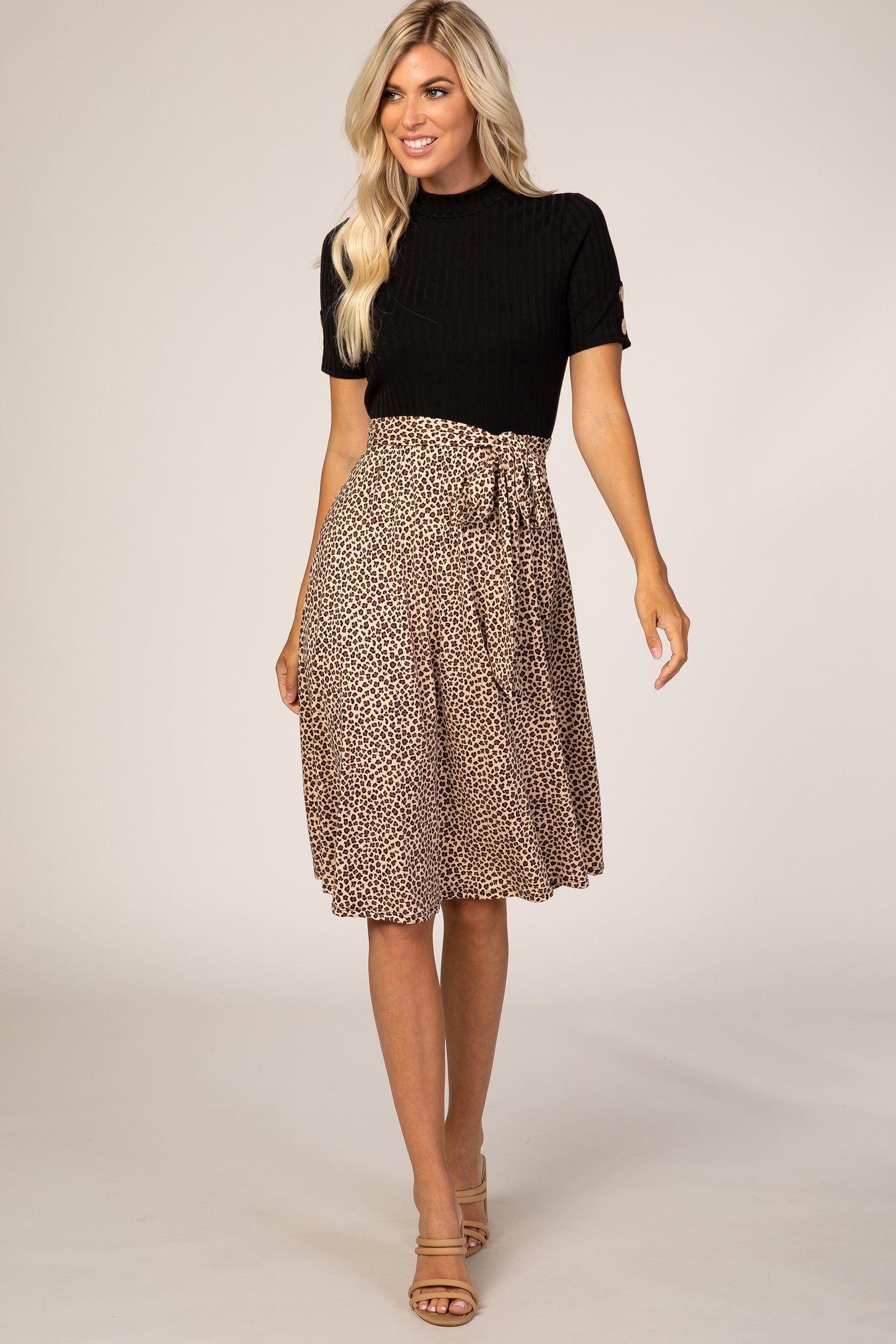 Black Animal Print Colorblock Dress– PinkBlush