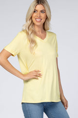 Yellow V-Neck Cuff Sleeve Top