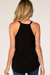 Black Rounded Halter Neck Maternity Top