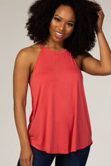Coral Rounded Halter Neck Maternity Top