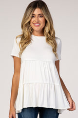White Tiered Maternity Top