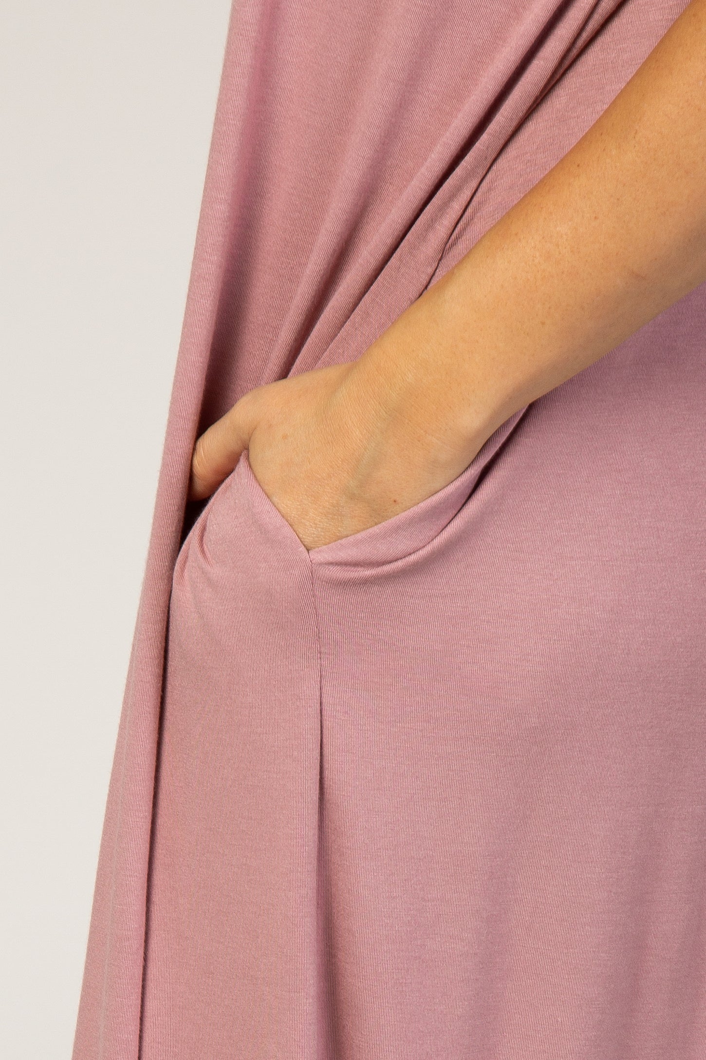 Mauve V-Neck Short Sleeve Maxi Dress