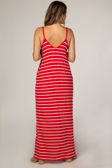 Red Striped Cami Strap Maxi Dress