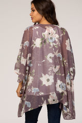 Lavender Floral Sheer Maternity Cover Up