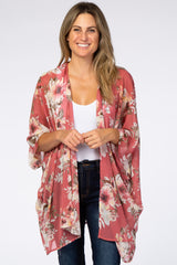 Pink Floral Chiffon Cover Up