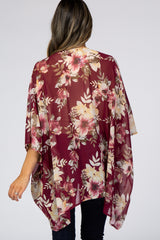 Burgundy Floral Chiffon Cover Up