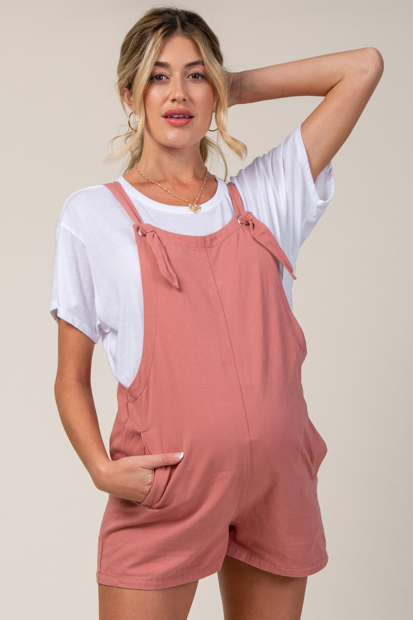 Pink Adjustable Strap Maternity Short Overalls– PinkBlush