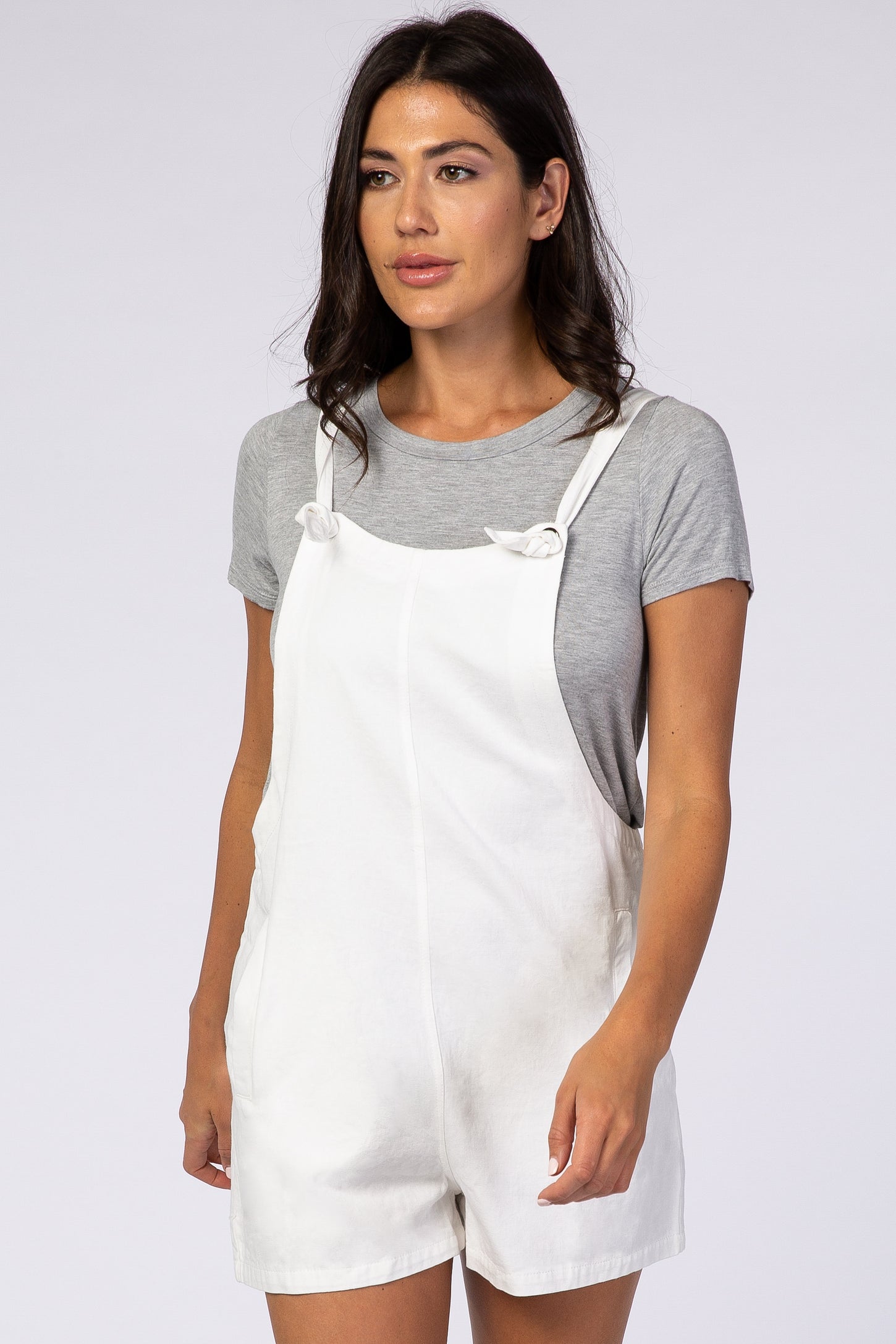 Ivory Adjustable Strap Short Overalls – PinkBlush