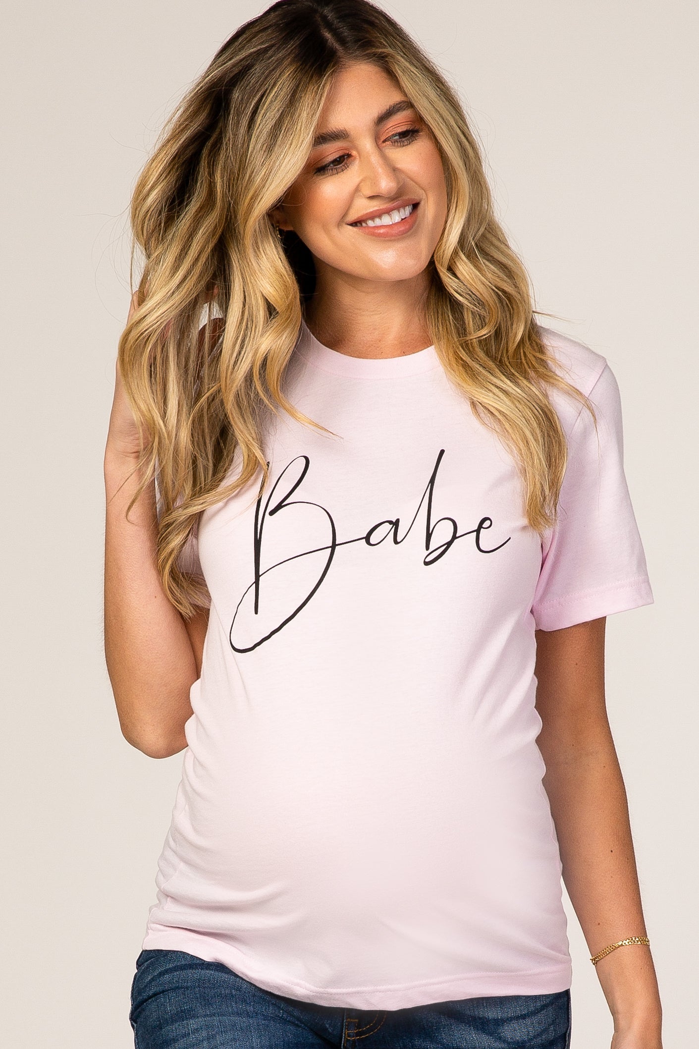 Pink Short Sleeve Graphic Maternity T-Shirt