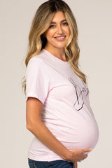 Pink Short Sleeve Graphic Maternity T-Shirt