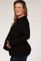 PinkBlush Black Long Sleeve Draped Plus Maternity/Nursing Top
