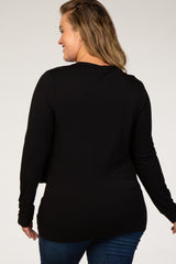 PinkBlush Black Long Sleeve Draped Plus Maternity/Nursing Top