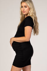 Black Wrap Maternity T-Shirt Dress