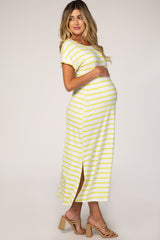 Lime Striped Maternity T-Shirt Dress