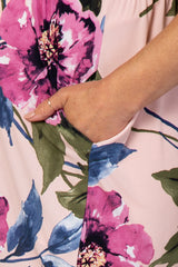 Pink Floral Off Shoulder Flounce Maternity Maxi Dress