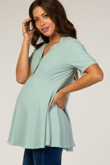 PinkBlush Sage Ribbed Button Accent Maternity Blouse