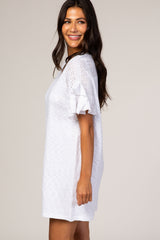 White Crochet Eyelet Sleeve Dress