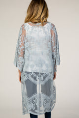 Light Blue Mesh Lace Maternity Cover Up
