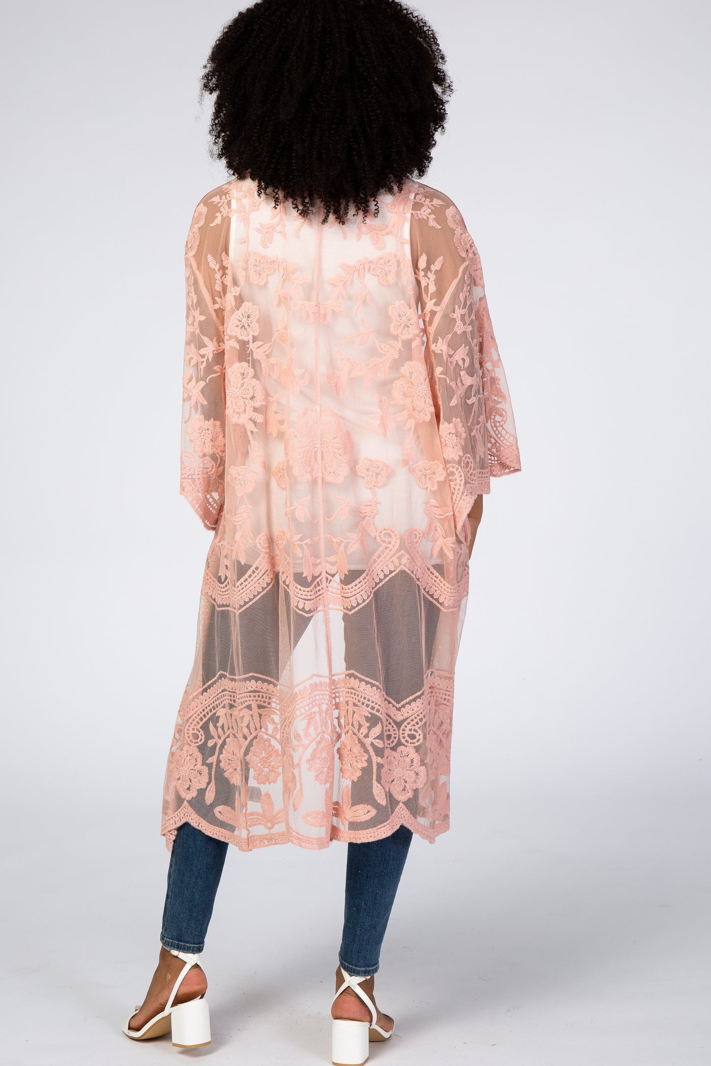 Light Pink Mesh Lace Cover Up
