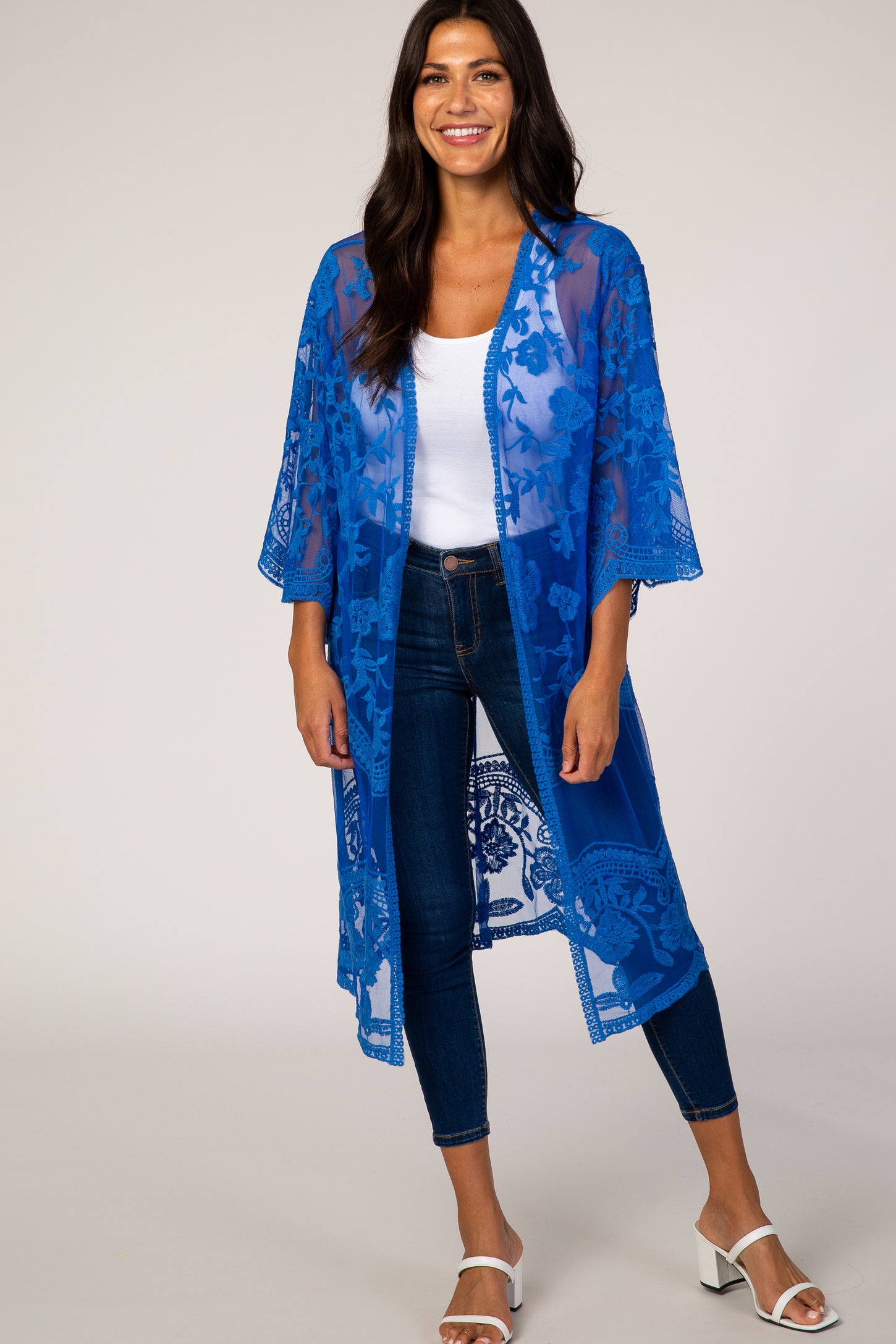 Royal Blue Mesh Lace Cover Up