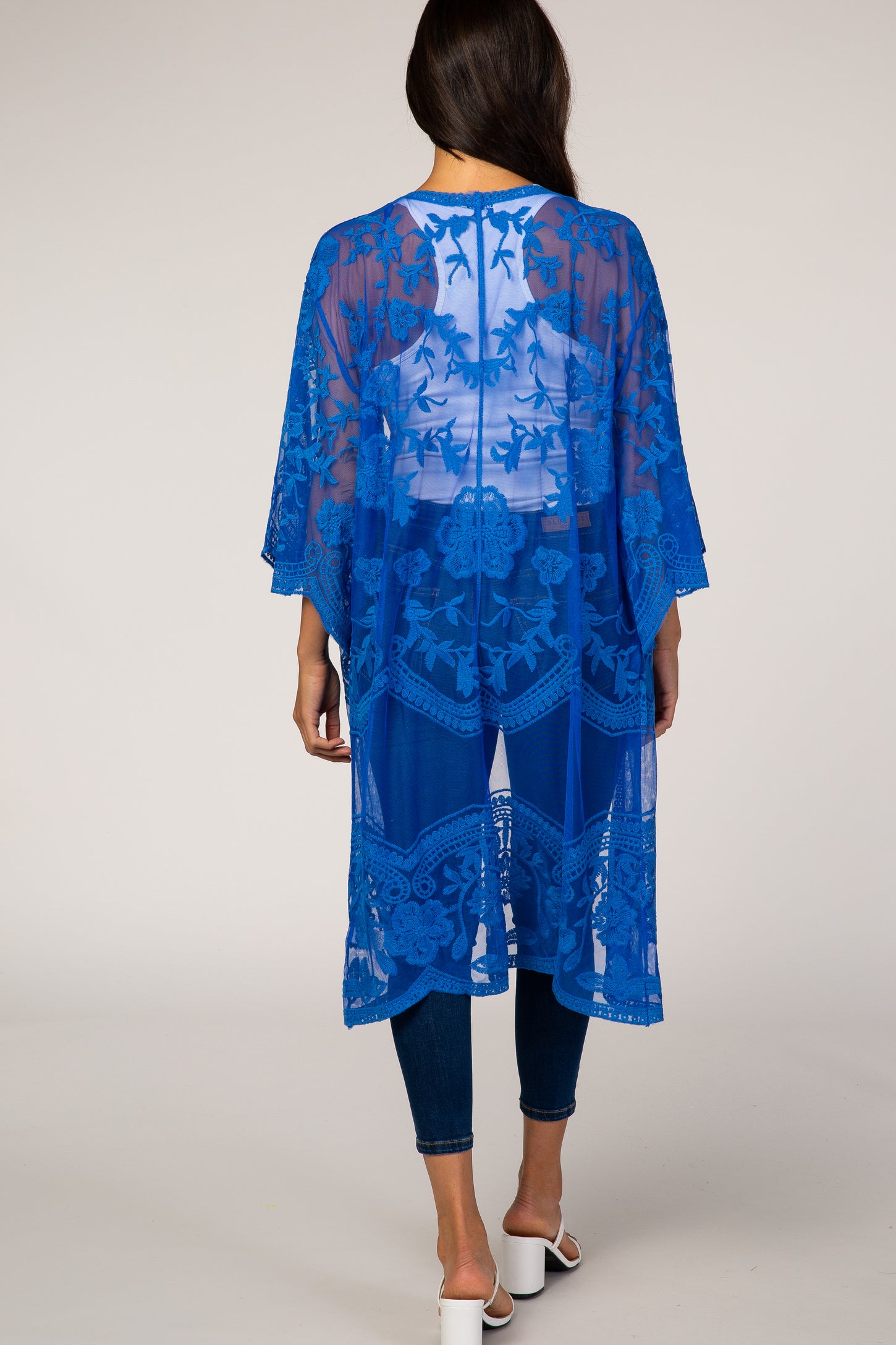 Royal Blue Mesh Lace Cover Up