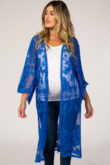 Royal Blue Mesh Lace Maternity Cover Up