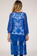 Royal Blue Mesh Lace Maternity Cover Up