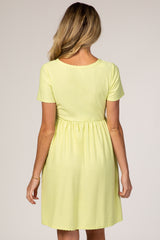 Neon Yellow Swiss Dot Short Sleeve Maternity Dress