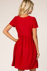 Red Swiss Dot Short Sleeve Dress