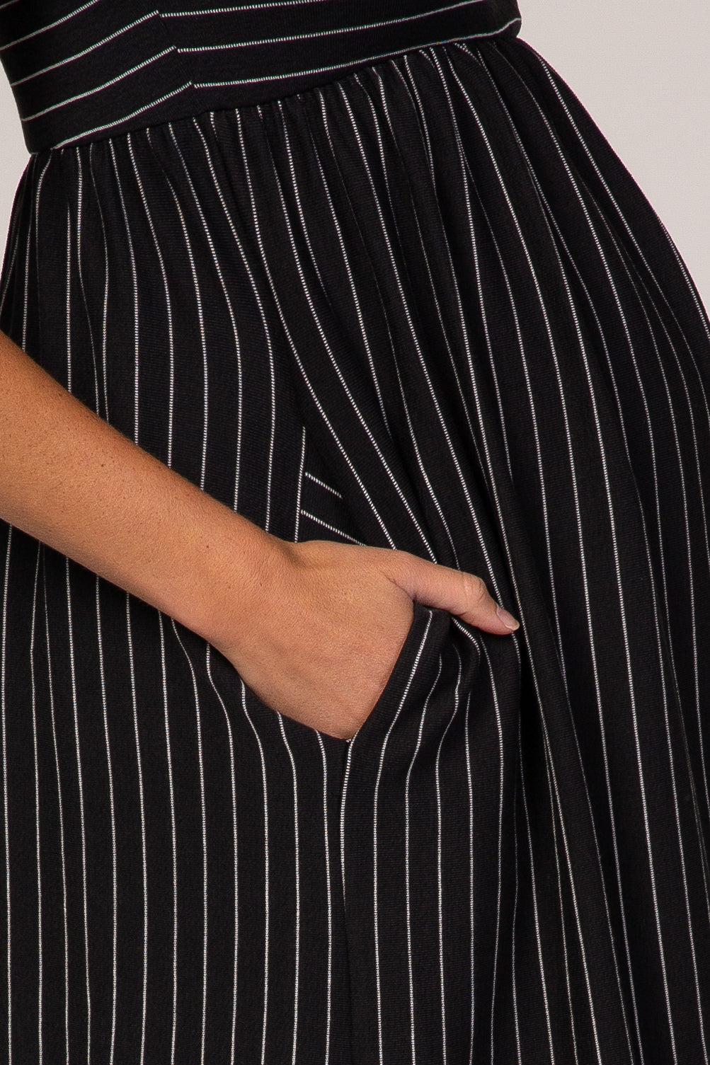 Black Striped Maternity Babydoll Dress