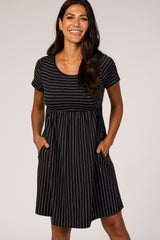 Black Striped Babydoll Dress