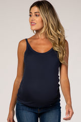 Navy Fitted Scoop Neck Maternity Tank Top