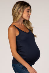 Navy Fitted Scoop Neck Maternity Tank Top
