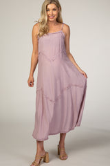 Lavender Ruffle Tiered Maternity Midi Dress